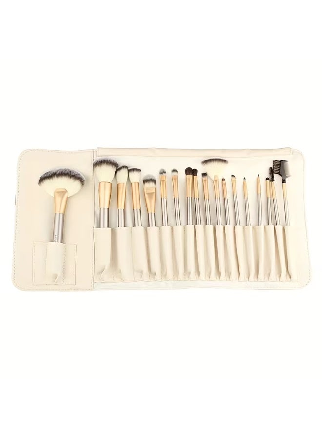 BLOOMING TIME 18 Pcs Makeup Brush Set Professional Wood Handle Premium Synthetic Kabuki Foundation Blending Powder Concealers Eye Shadows Brush Tool - Image 4